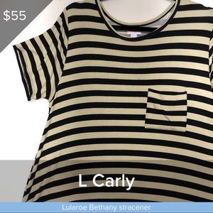Large LuLaRoe Carly dress! Black and Tan stripes